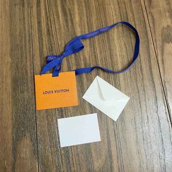 Authentic Louis Vuitton Orange Gift Box, Ribbon, 3” Name Card, and Bag Set - Picture 12 of 16